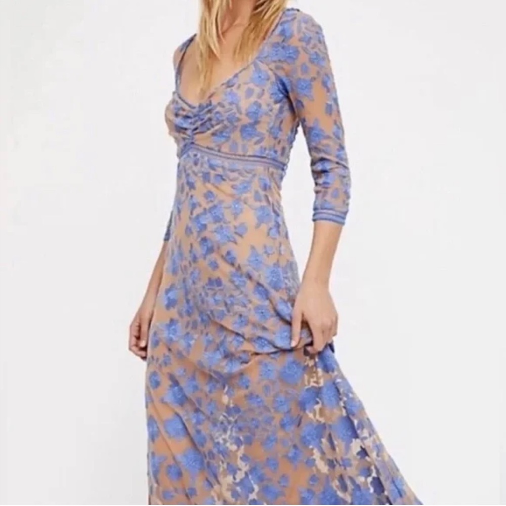 For Love & Lemons Temecula Maxi Dress Periwinkle Blue